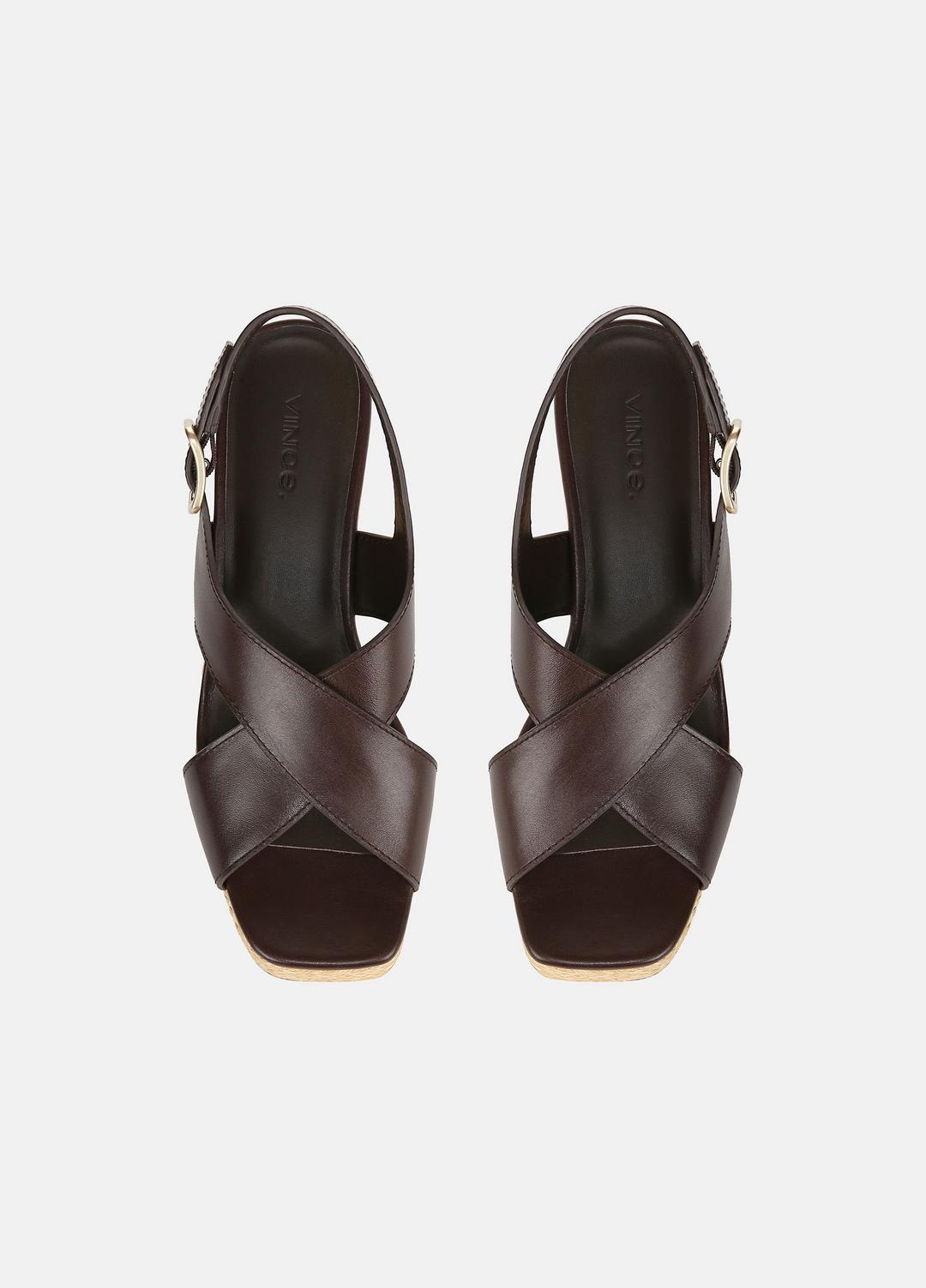 Clementina Leather Platform Sandal in Shoes - CACAO BROWN