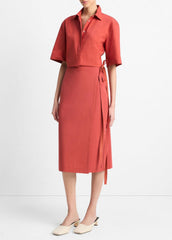 Cotton-Blend Straight Wrap Skirt in Dresses & Skirts - BRICK ROSE
