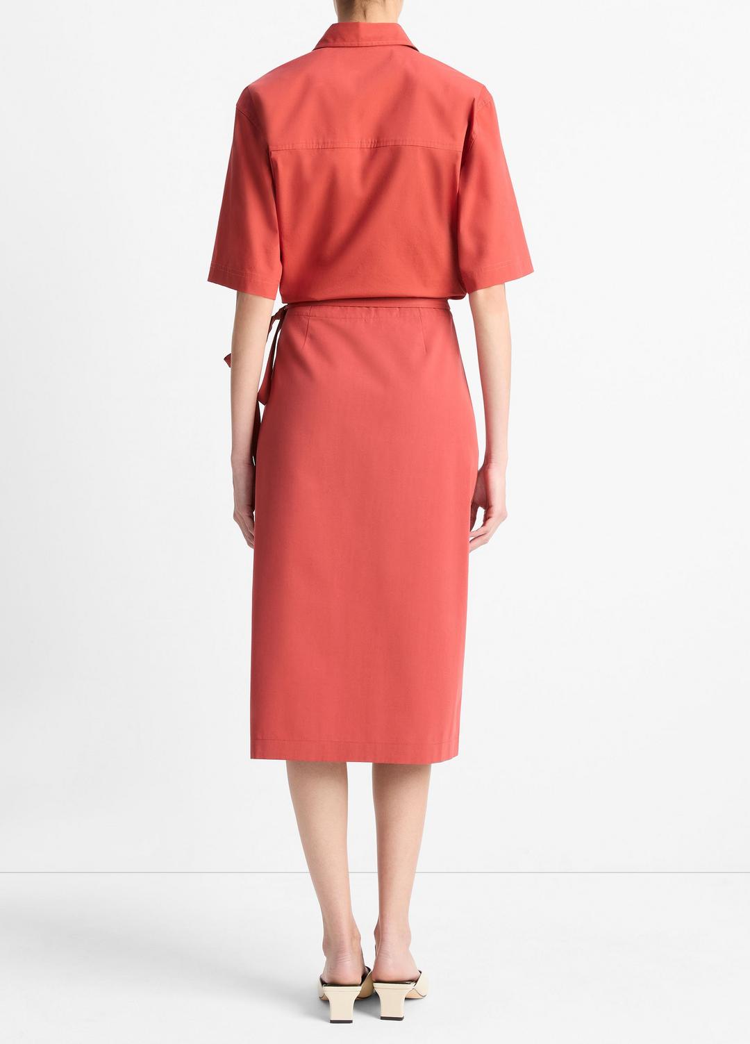 Cotton-Blend Straight Wrap Skirt in Dresses & Skirts - BRICK ROSE