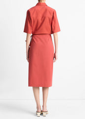 Cotton-Blend Straight Wrap Skirt in Dresses & Skirts - BRICK ROSE