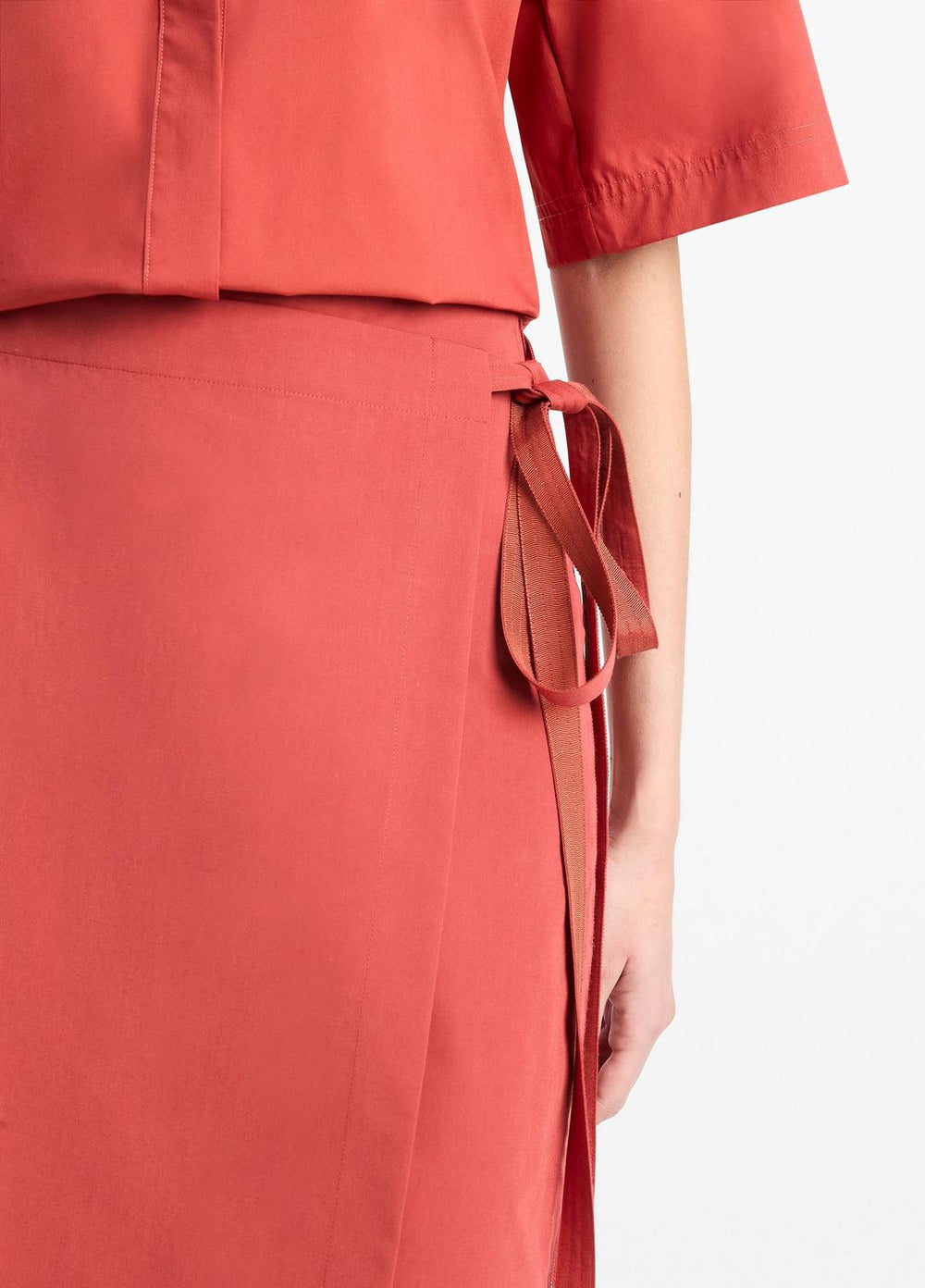 Cotton-Blend Straight Wrap Skirt in Dresses & Skirts - BRICK ROSE