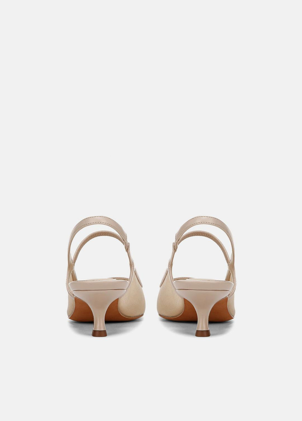 Venice Leather and Mesh Slingback Kitten Heel in Shoes - BIRCH SAND