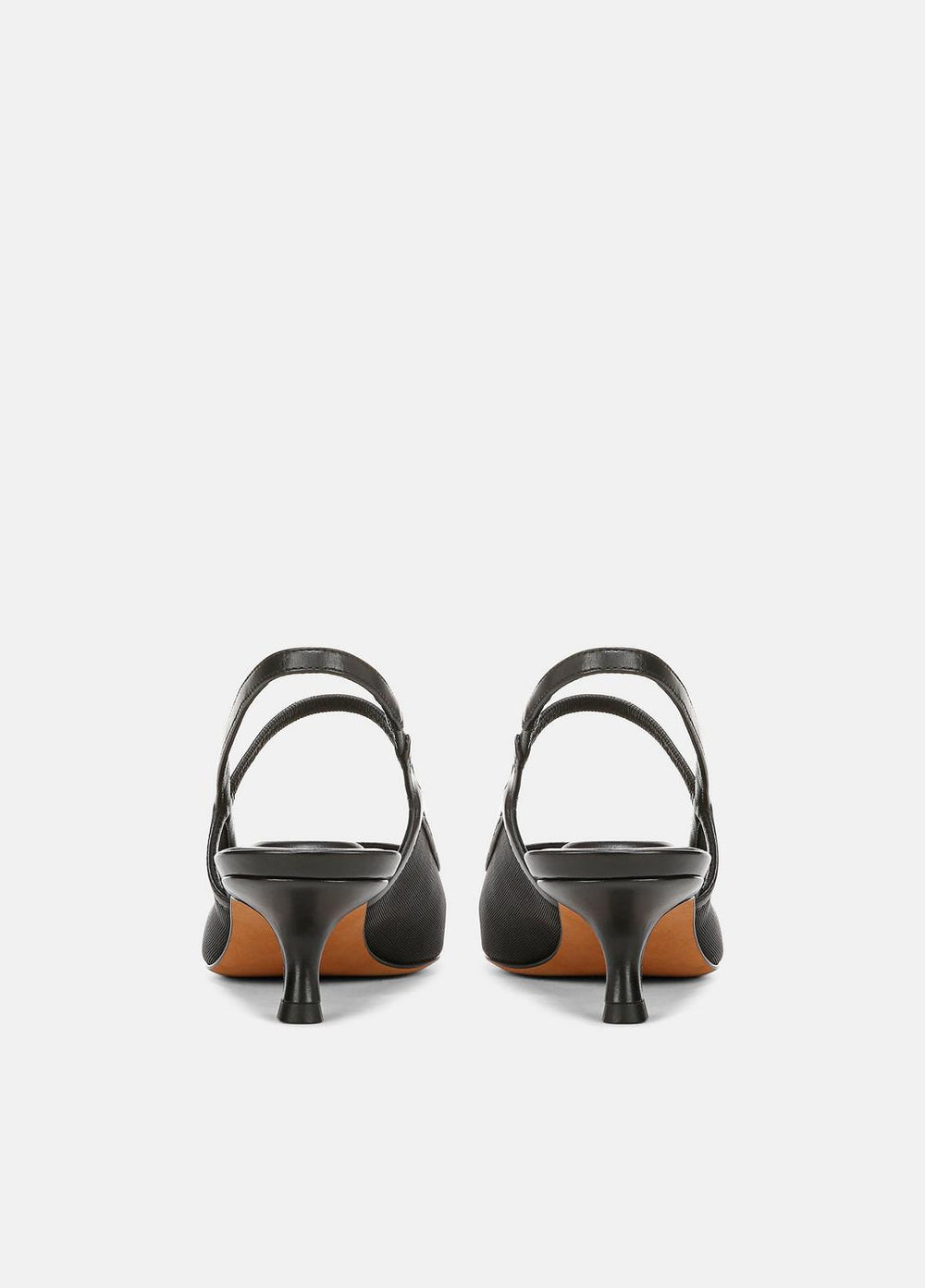 Venice Leather and Mesh Slingback Kitten Heel in Shoes - BLACK