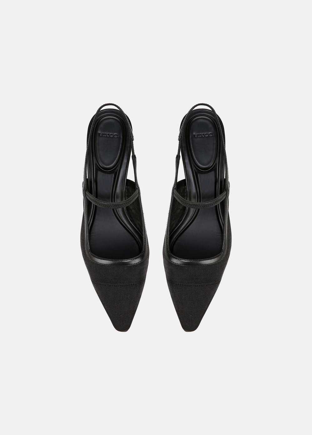 Venice Leather and Mesh Slingback Kitten Heel in Shoes - BLACK