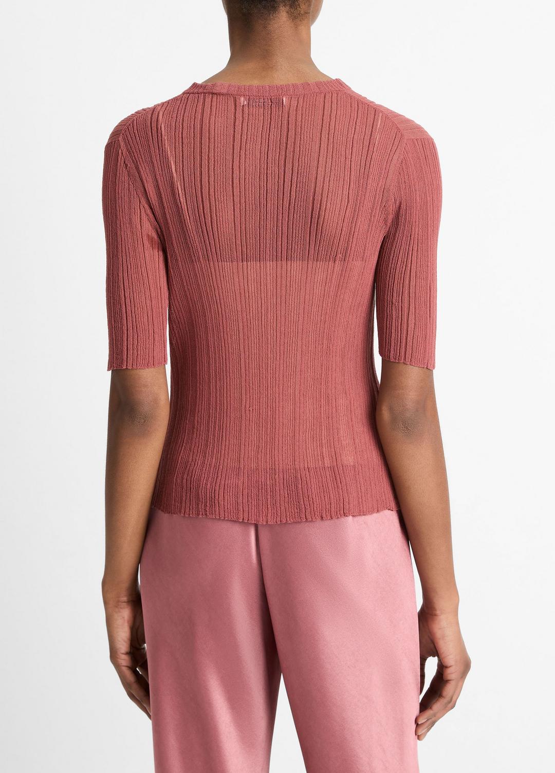 Italian Cotton-Blend Double-Layer Top in Sweaters - ROSE JAM/SABBIA