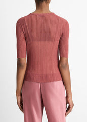 Italian Cotton-Blend Double-Layer Top in Sweaters - ROSE JAM/SABBIA