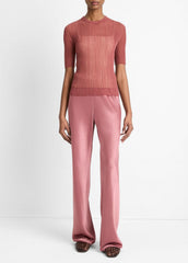 Italian Cotton-Blend Double-Layer Top in Sweaters - ROSE JAM/SABBIA