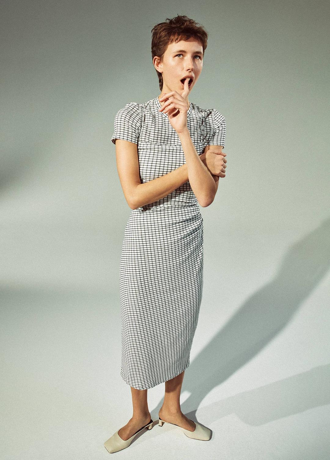 Checked Smocked Tank Dress in Dresses & Skirts - BLACK COMBO