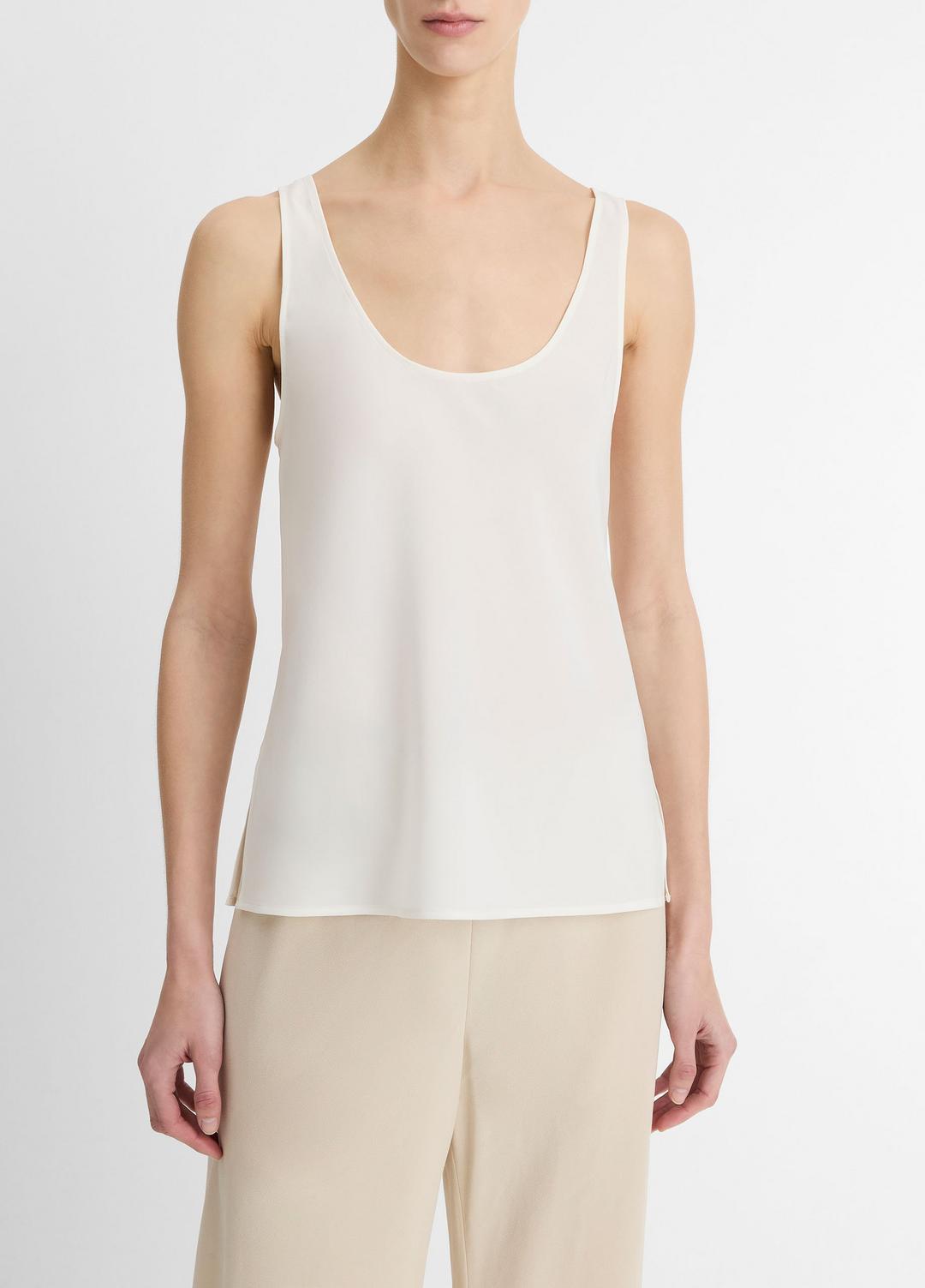 Classic Stretch-Silk Bias Tank in Shirts & Tees - OFF WHITE