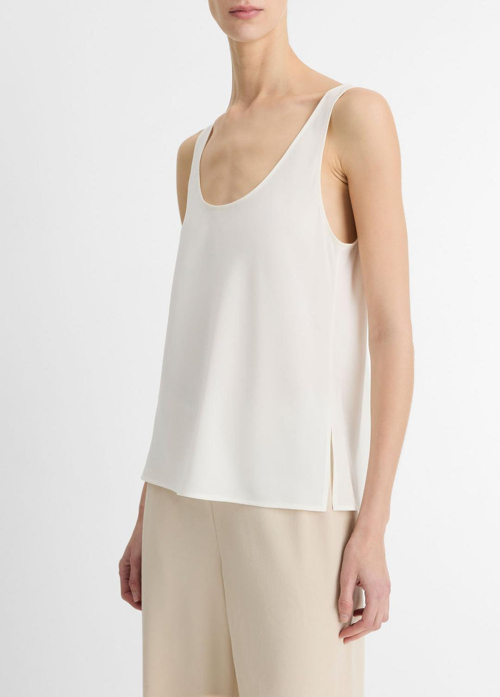 Classic Stretch-Silk Bias Tank in Shirts & Tees - OFF WHITE