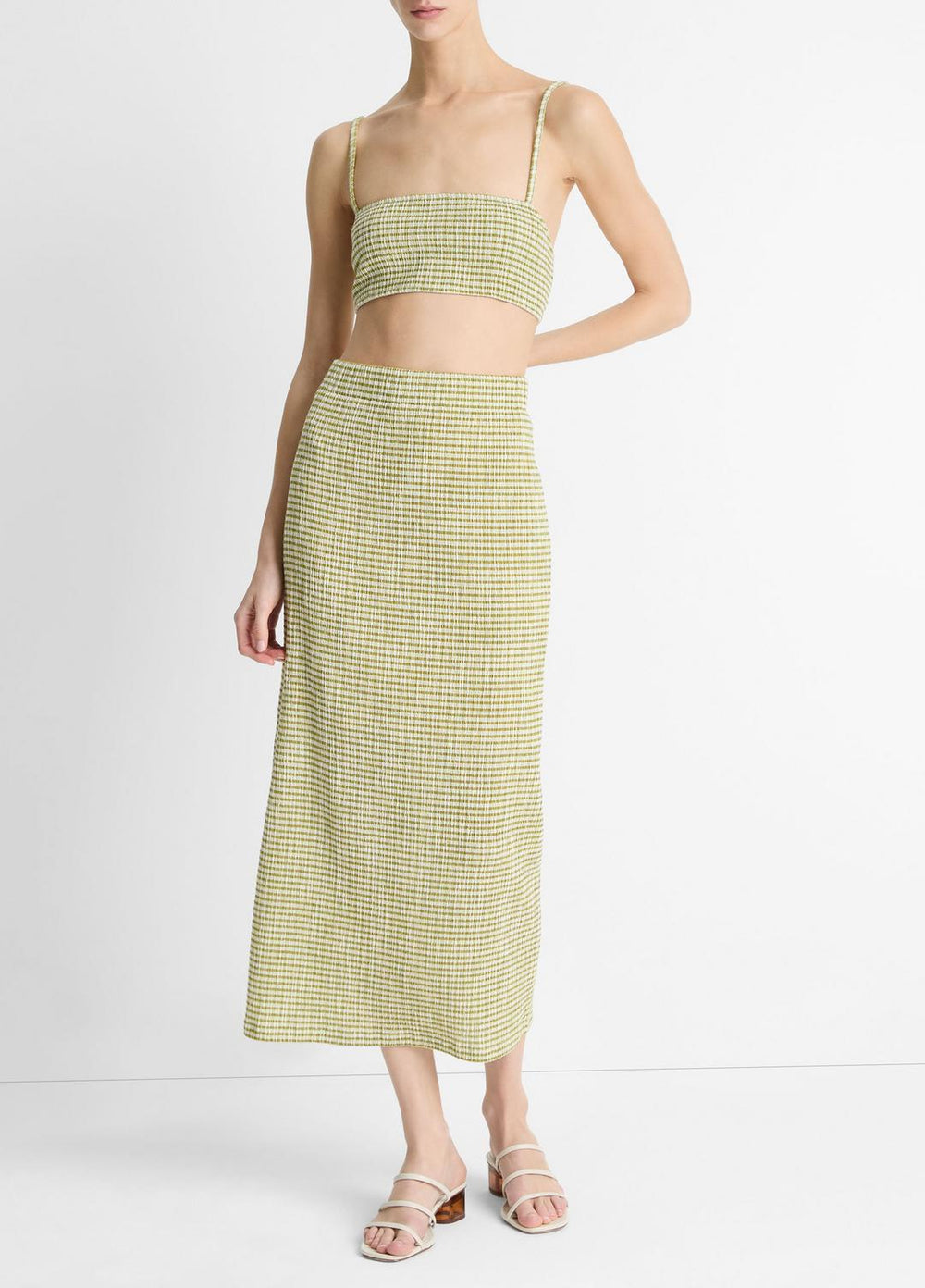 Checked Smocked Midi Skirt in Dresses & Skirts - HERBARIA COMBO