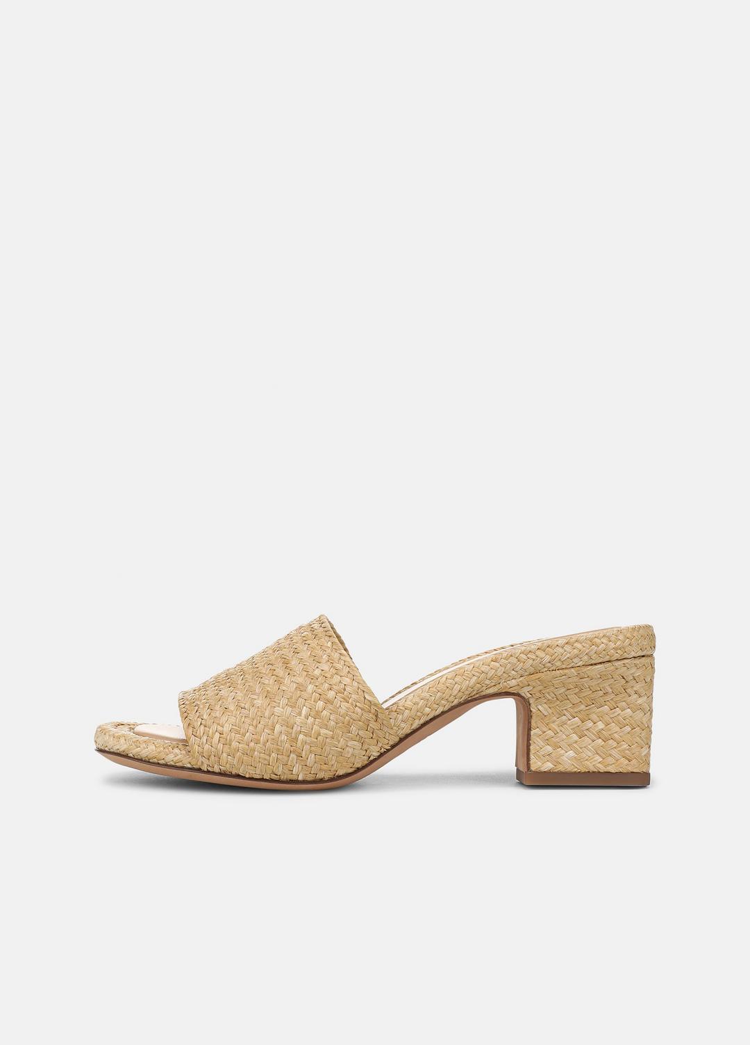 Ariana Raffia Heeled Sandal in Shoes - TOASTED WHEAT