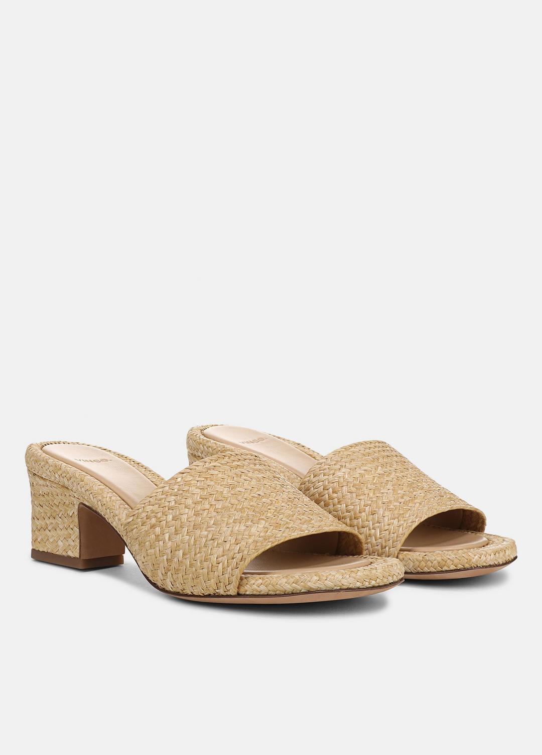 Ariana Raffia Heeled Sandal in Shoes - TOASTED WHEAT