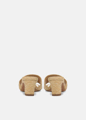 Ariana Raffia Heeled Sandal in Shoes - TOASTED WHEAT