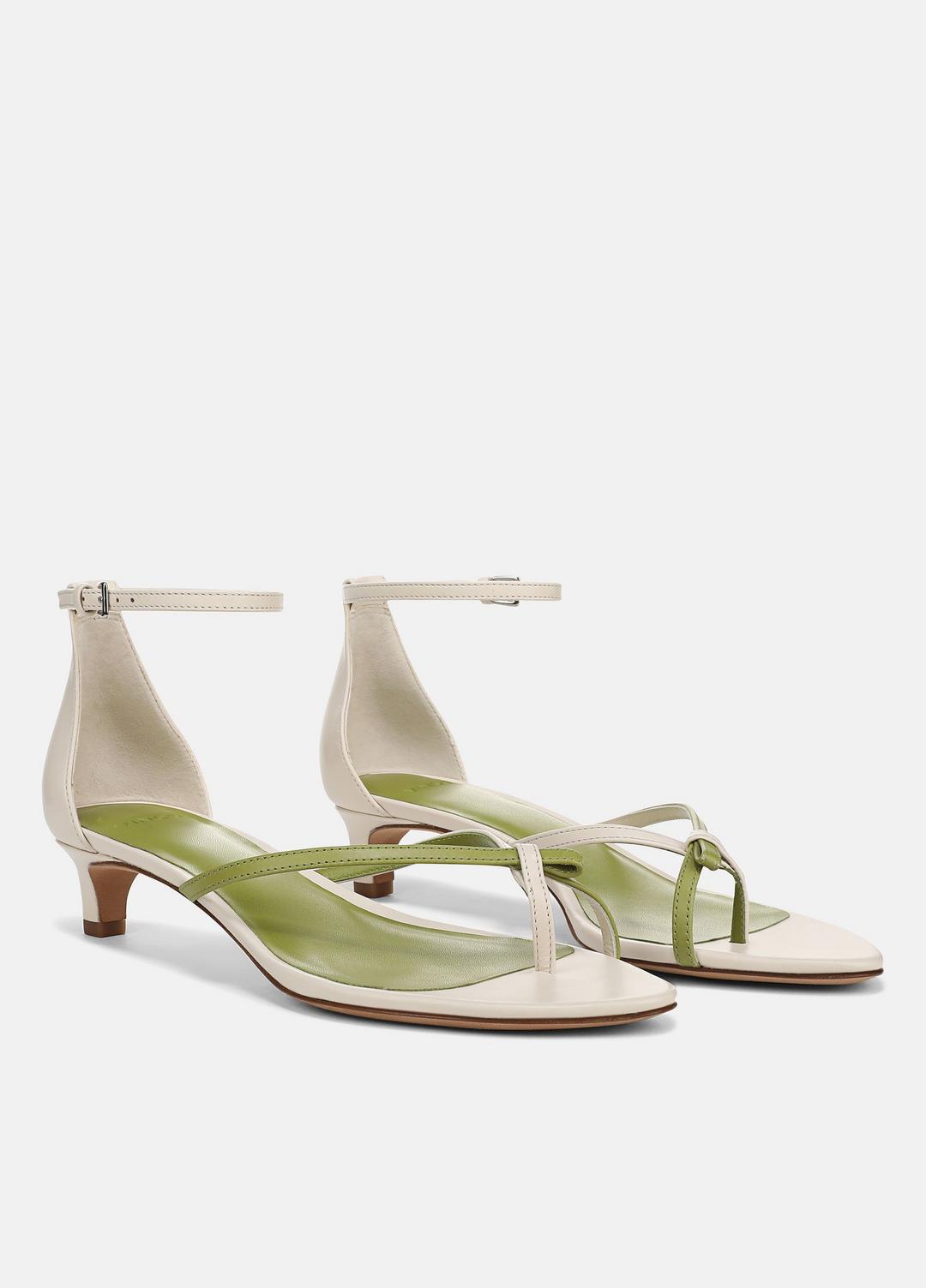 Siri Leather Heeled Sandal in Shoes - FLAX/HERBARIA