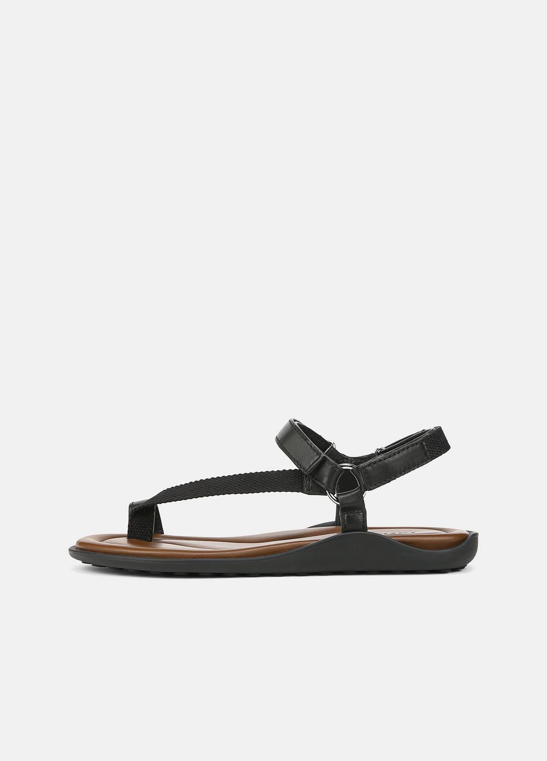 Summer Leather & Canvas Sandal in Shoes - BLACK
