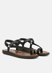 Summer Leather & Canvas Sandal in Shoes - BLACK
