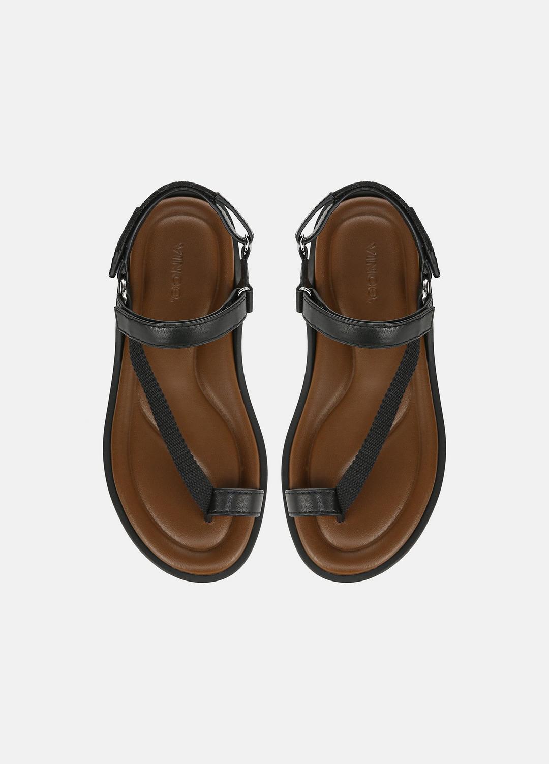 Summer Leather & Canvas Sandal in Shoes - BLACK