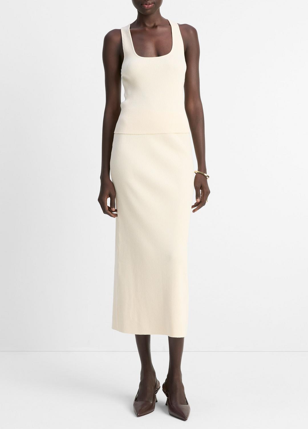 Ribbed Cotton-Blend Midi Skirt in Dresses & Skirts - OAT SHELL