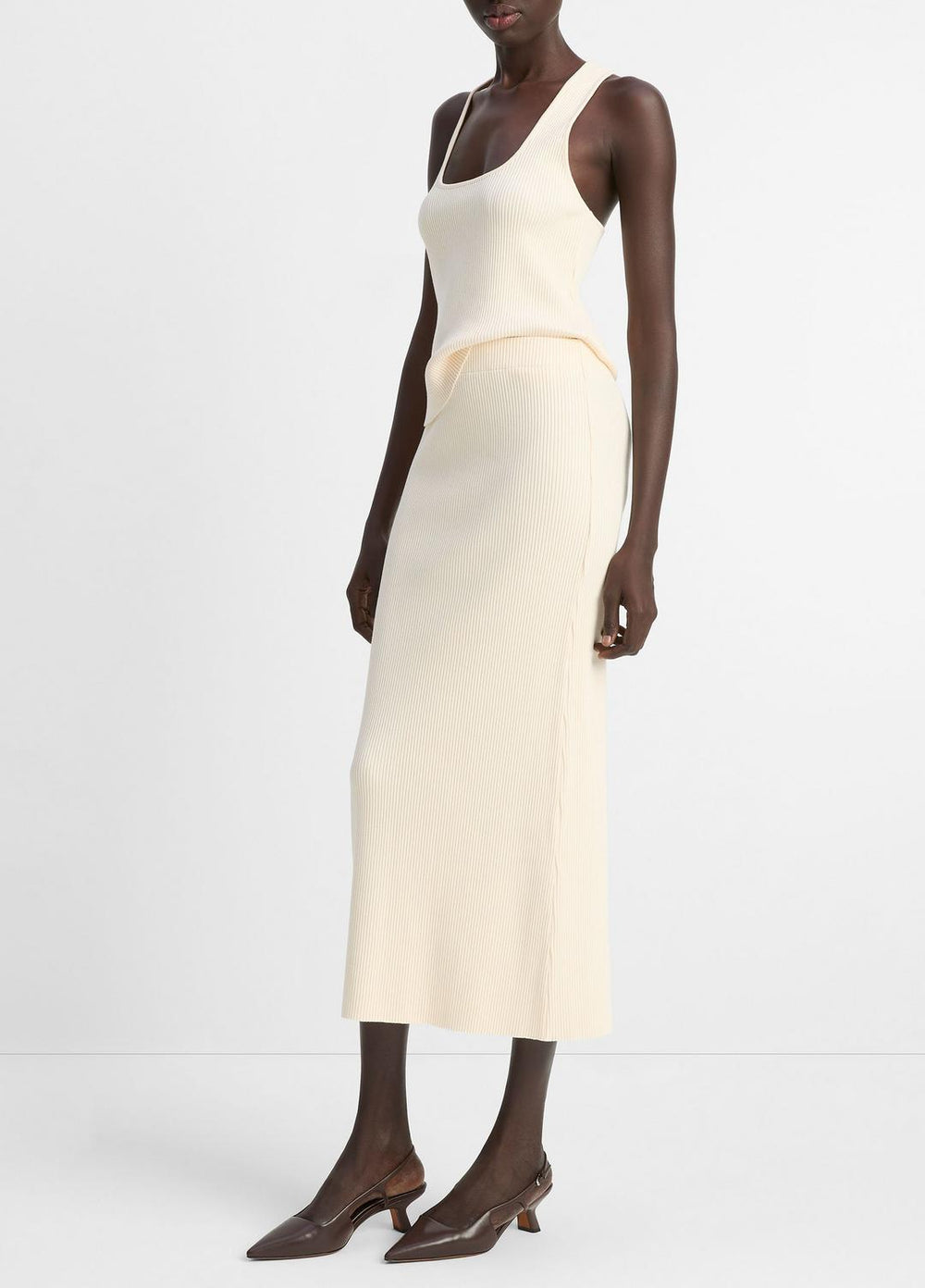 Ribbed Cotton-Blend Midi Skirt in Dresses & Skirts - OAT SHELL