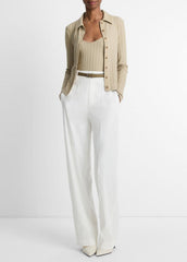 Ribbed Collared Long-Sleeve Button-Front Top in Shirts & Tees - MOJAVE