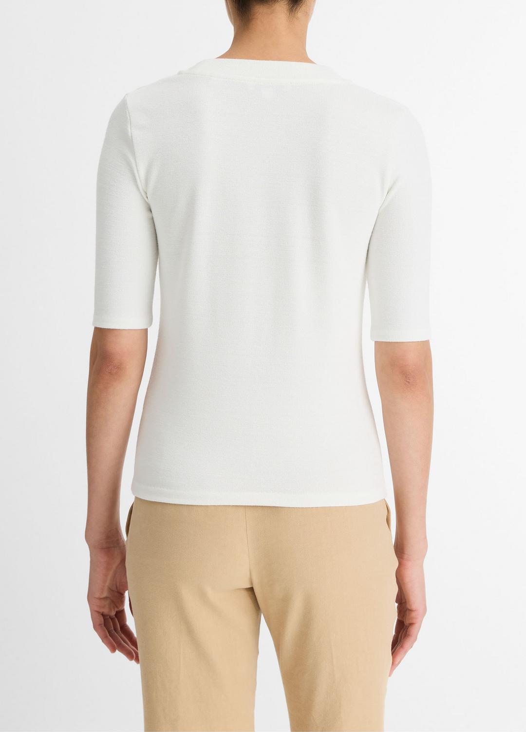 Jersey Elbow-Sleeve Henley in Shirts & Tees - OFF WHITE
