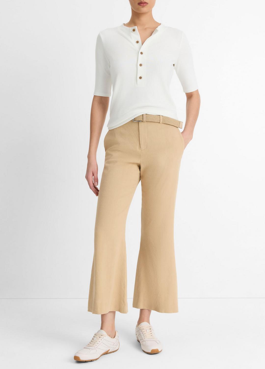 Jersey Elbow-Sleeve Henley in Shirts & Tees - OFF WHITE