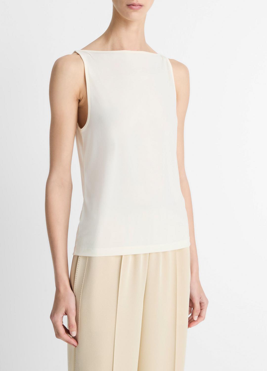Matte Jersey Boat-Neck Tank in Shirts & Tees - IVORY