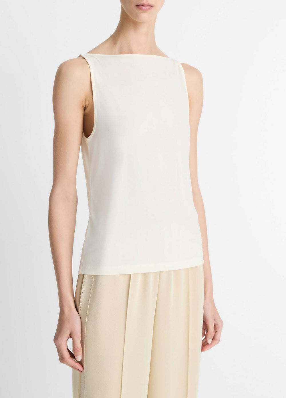 Matte Jersey Boat-Neck Tank in Shirts & Tees - IVORY