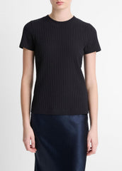 Ribbed Cotton-Blend Top in Shirts & Tees - COASTAL BLUE