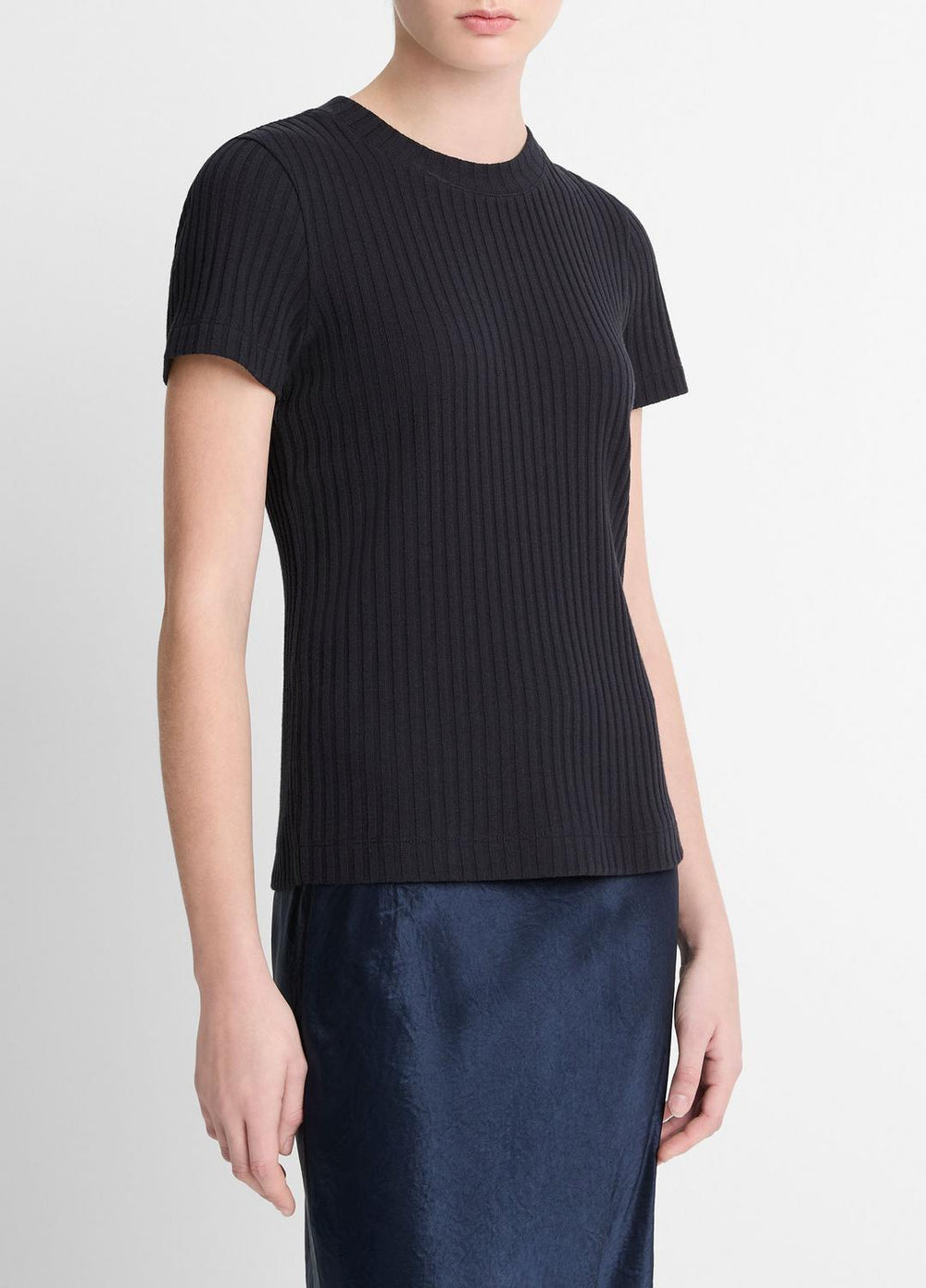 Ribbed Cotton-Blend Top in Shirts & Tees - COASTAL BLUE