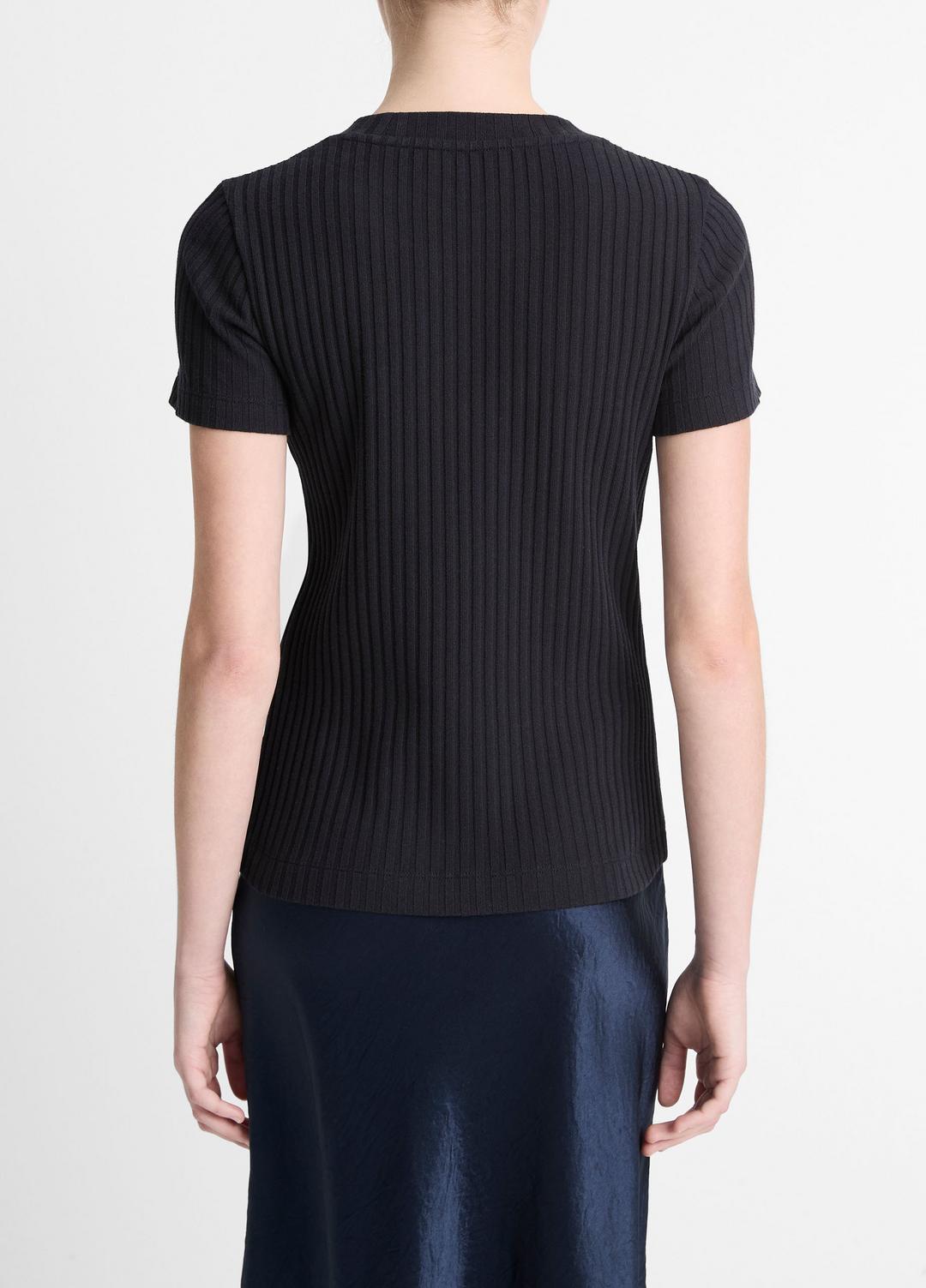 Ribbed Cotton-Blend Top in Shirts & Tees - COASTAL BLUE
