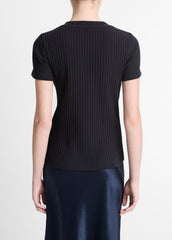 Ribbed Cotton-Blend Top in Shirts & Tees - COASTAL BLUE