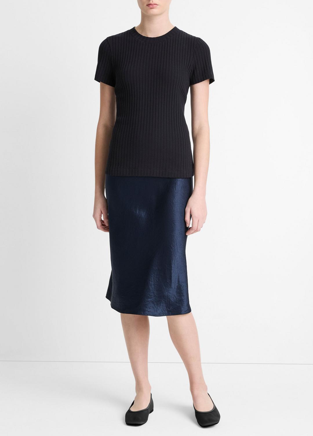 Ribbed Cotton-Blend Top in Shirts & Tees - COASTAL BLUE