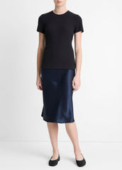 Ribbed Cotton-Blend Top in Shirts & Tees - COASTAL BLUE