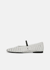 Vivian Leather Mary Jane Flat in Shoes - WHITE