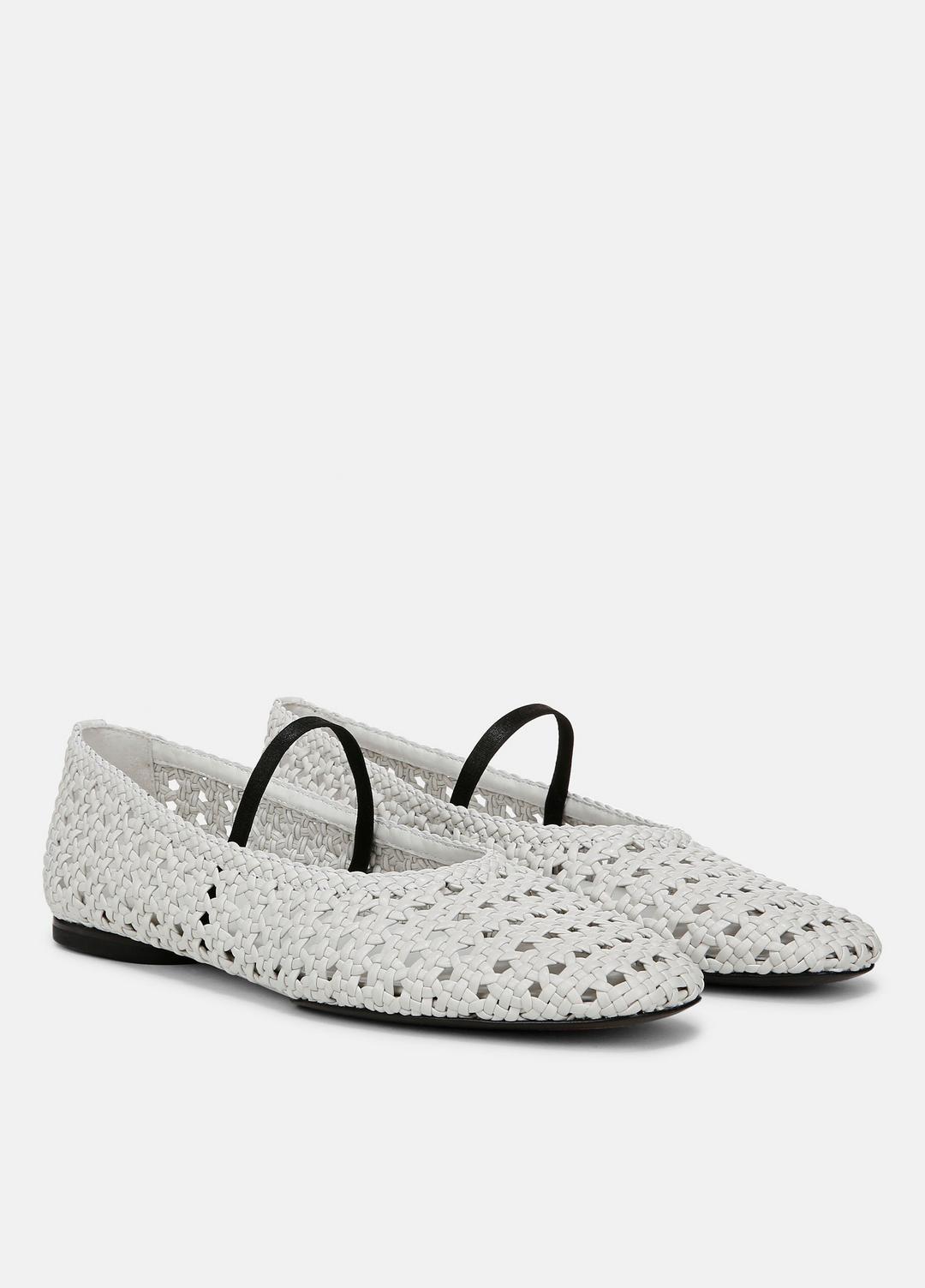 Vivian Leather Mary Jane Flat in Shoes - WHITE