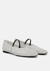 Vivian Leather Mary Jane Flat in Shoes - WHITE