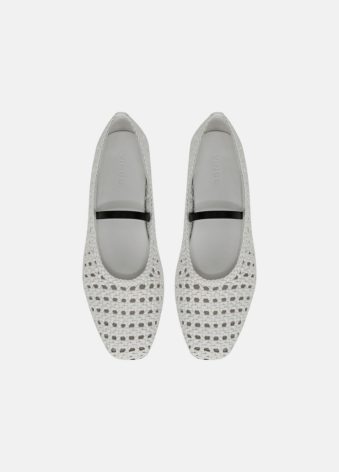 Vivian Leather Mary Jane Flat in Shoes - WHITE