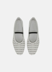 Vivian Leather Mary Jane Flat in Shoes - WHITE