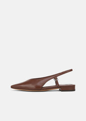 Ines Leather Slingback Flat in Shoes - COFFEE