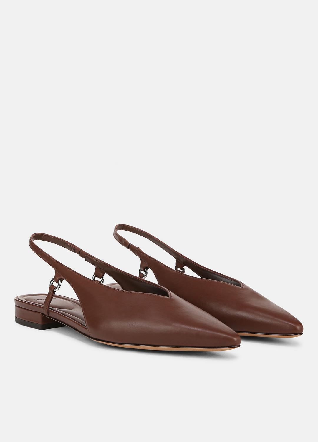 Ines Leather Slingback Flat in Shoes - COFFEE