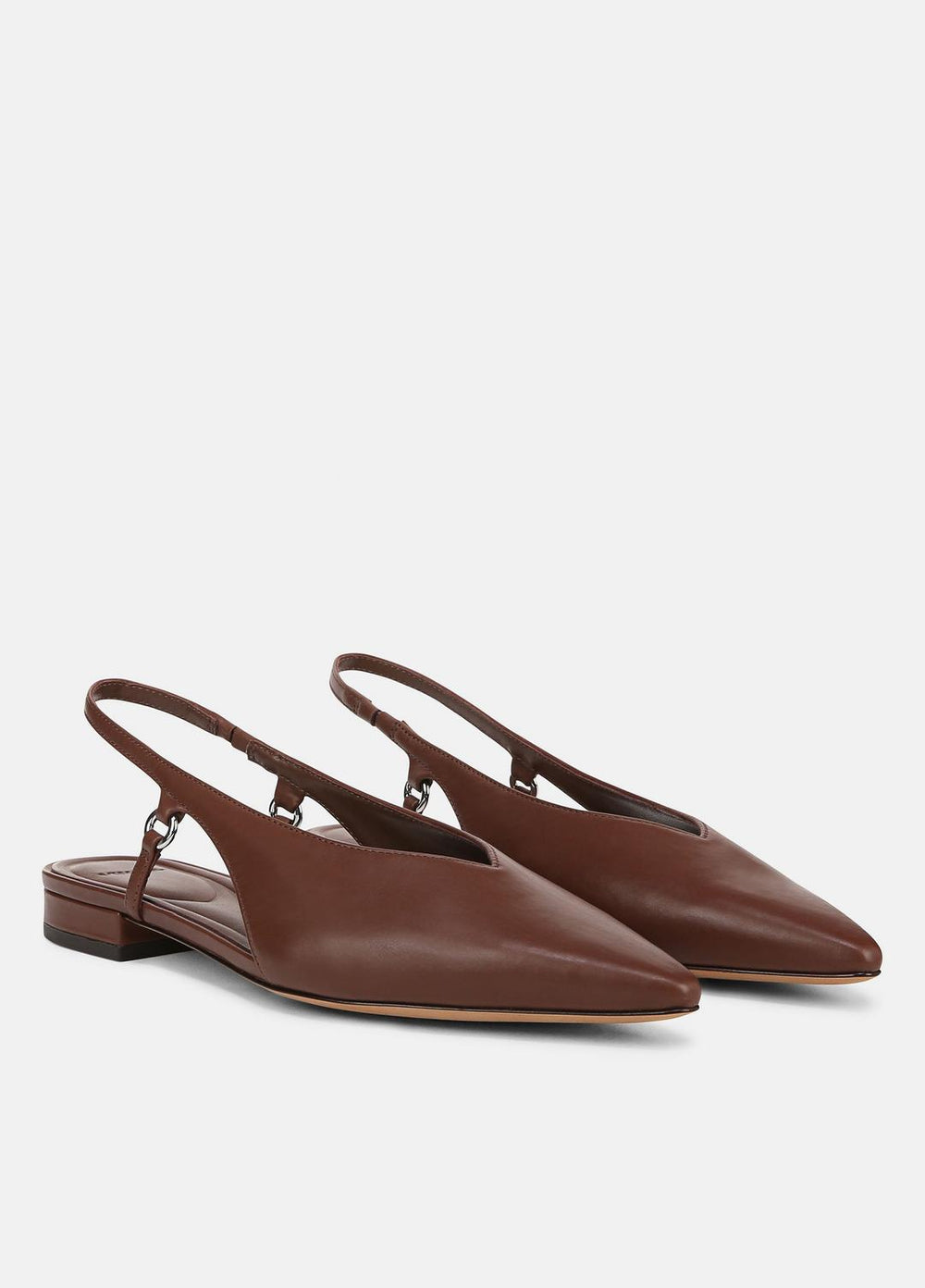 Ines Leather Slingback Flat in Shoes - COFFEE