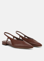 Ines Leather Slingback Flat in Shoes - COFFEE