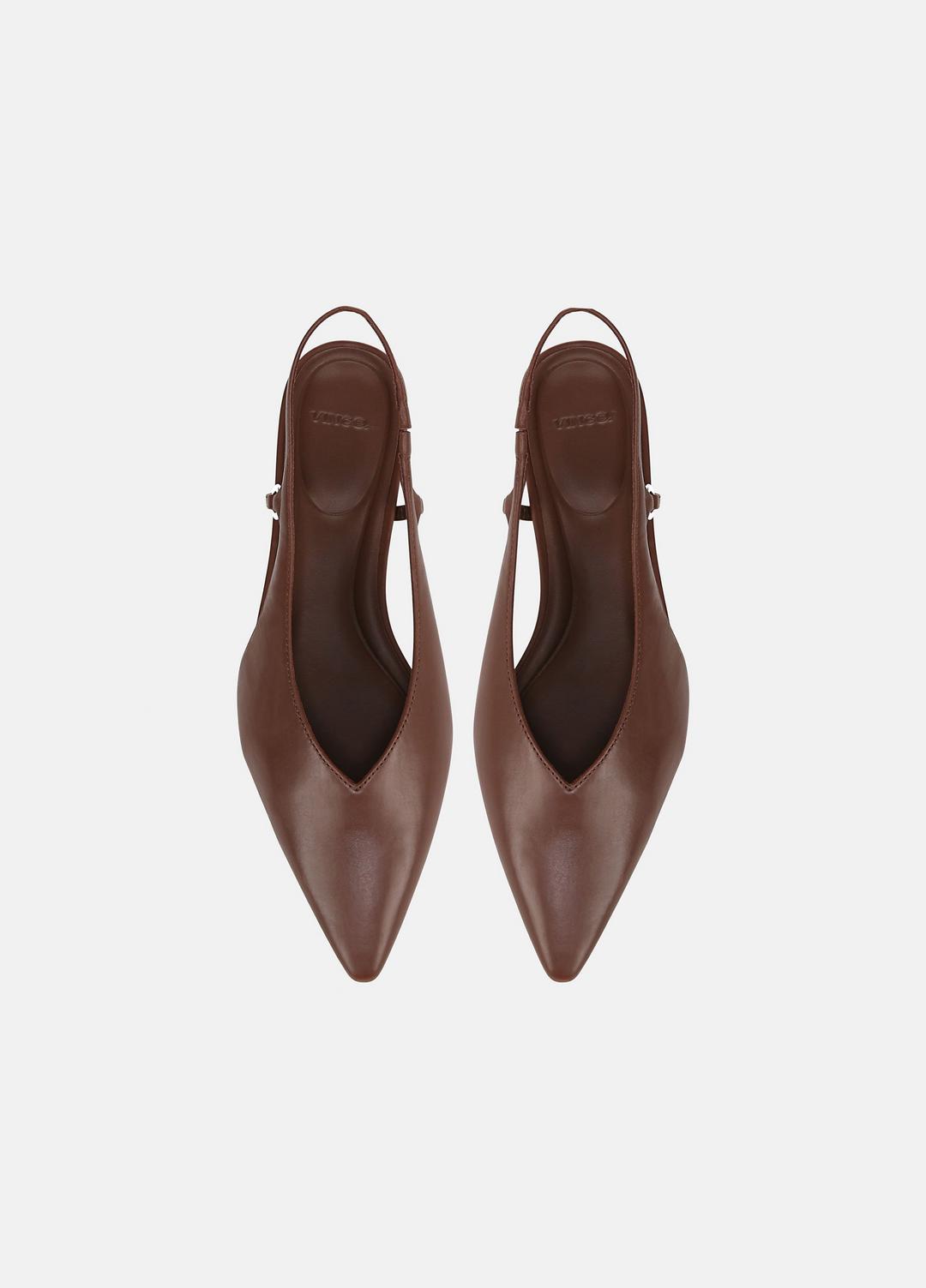 Ines Leather Slingback Flat in Shoes - COFFEE