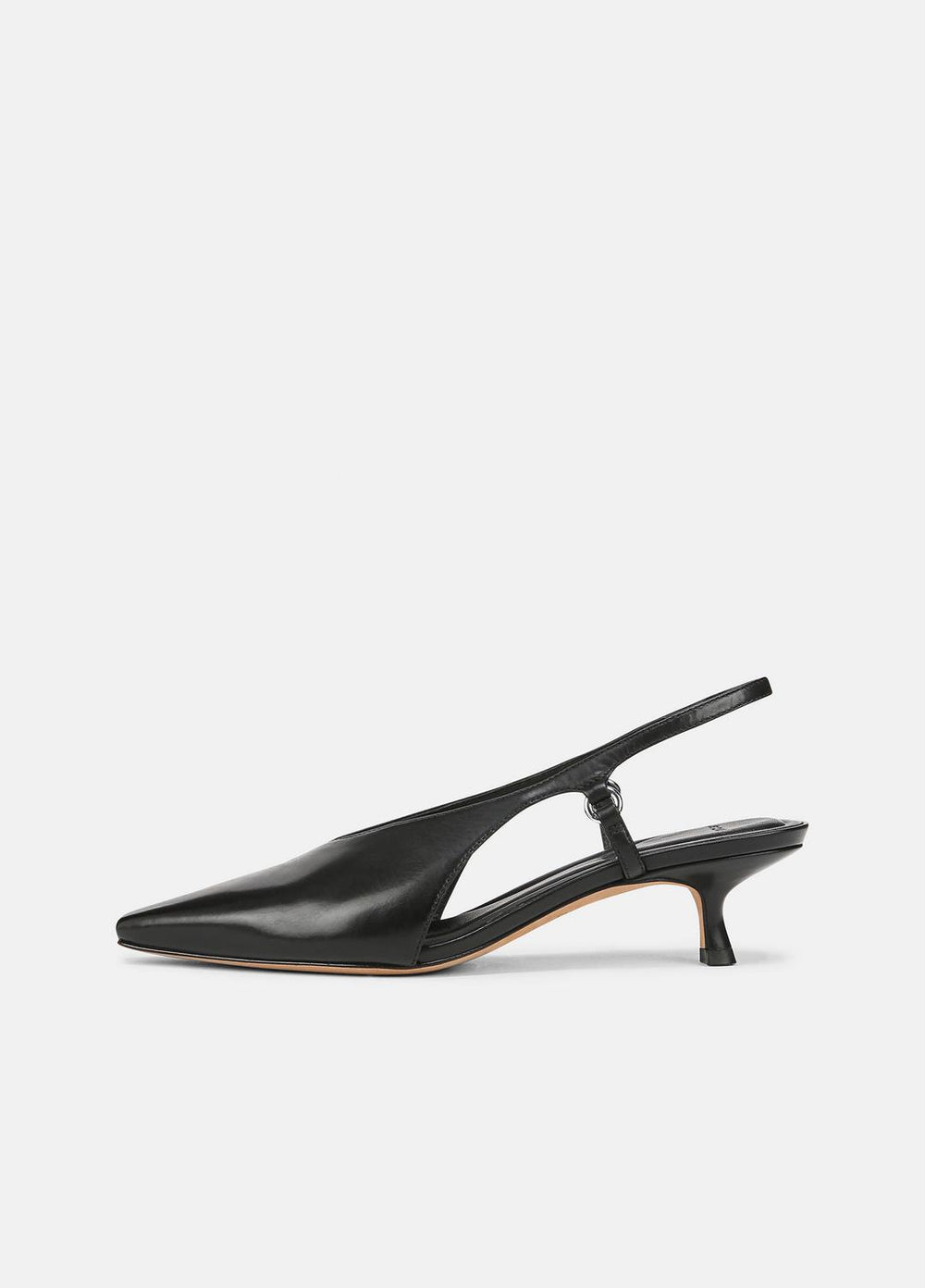 Sabrina Leather Slingback Kitten Heel in Shoes - BLACK