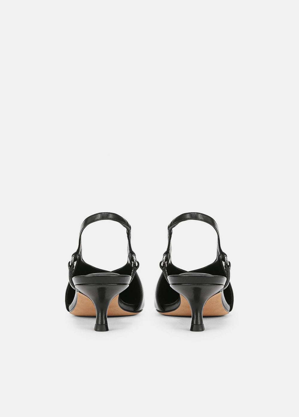 Sabrina Leather Slingback Kitten Heel in Shoes - BLACK