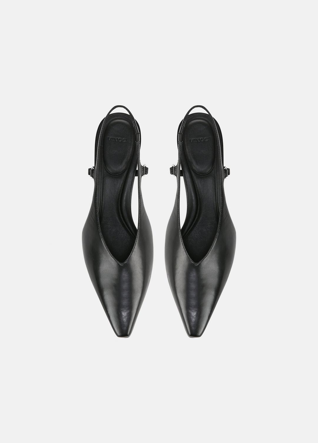 Sabrina Leather Slingback Kitten Heel in Shoes - BLACK