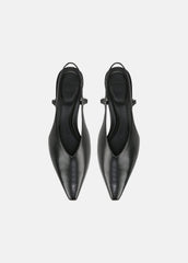 Sabrina Leather Slingback Kitten Heel in Shoes - BLACK
