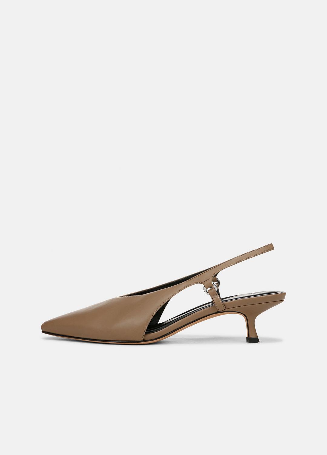 Sabrina Leather Slingback Kitten Heel in Shoes - SAND SHELL